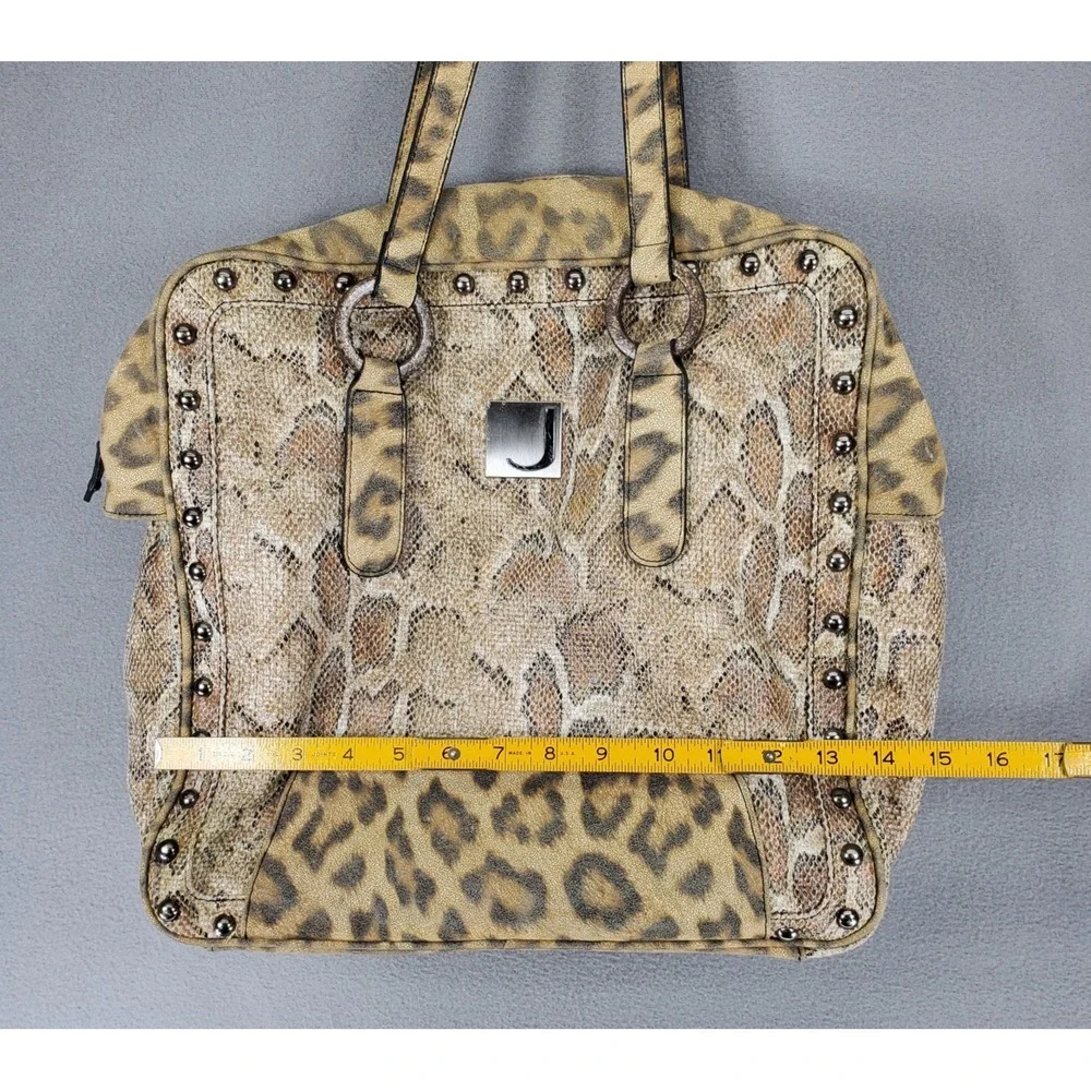 Joanel Faux Snakeskin Leopard Tote Handbag Studs‎ Shoulder Bag Y2K